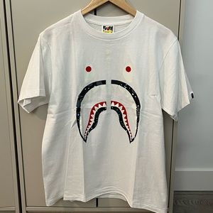 BAPE Bathing Ape WHITE SHARK GLOW IN THE DARK TEE USED ONCE NO STAINS